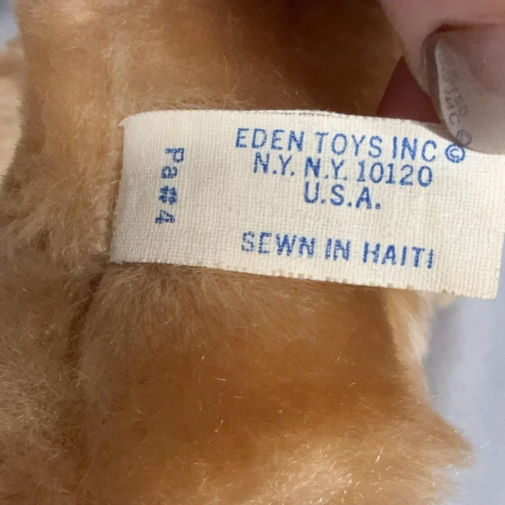 Vintage Eden Toys Paddington Bear Plush Doll Small Brown‎ Blue Coat Yellow Hat